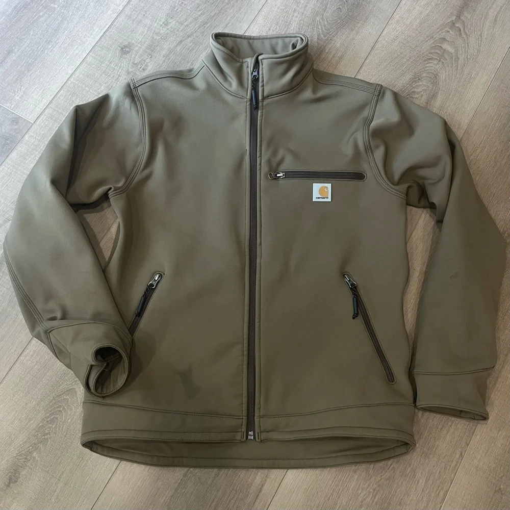 Carhartt‎ 102199 Crowley Jacket Men Small Brown Water Repellent Zip Pocket Nylon - Picture 3 of 16